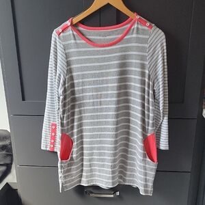 Chic Striped Gray and Pink Women's Tunic